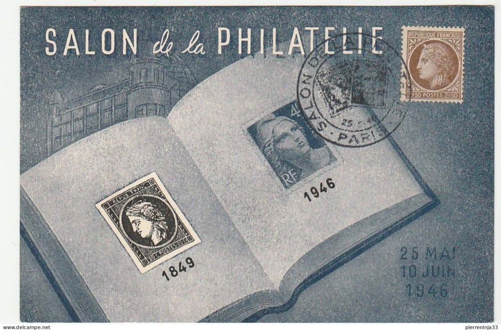 Carte Salon De La Philatélie, Paris, 1946, Cérès, Gandon - Briefe U. Dokumente