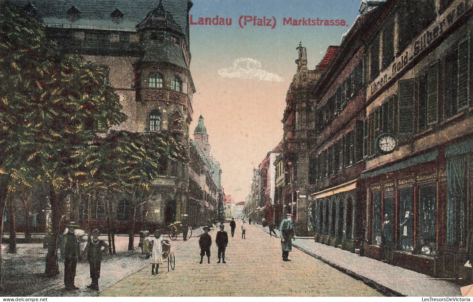 ALLEMAGNE - Landau (Pfalz) - Marktstrasse - Animé - Colorisé - Uhren - Gold - Carte Postale Ancienne - Landau