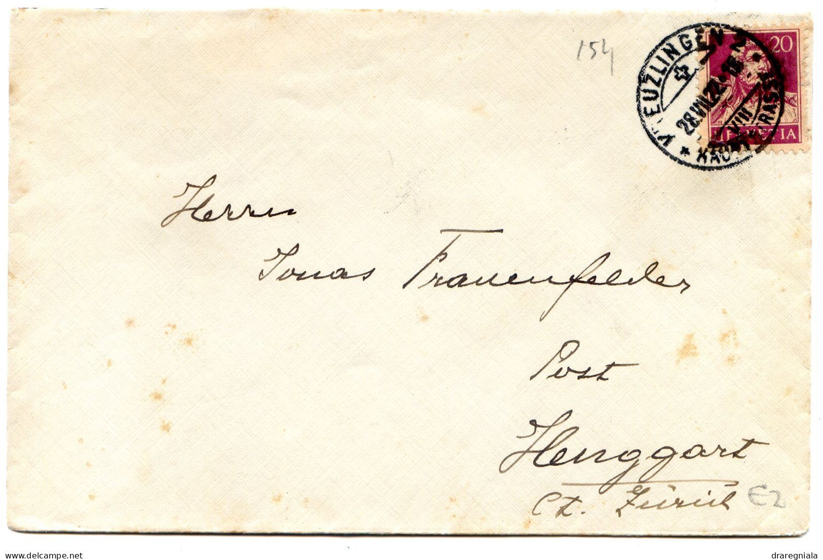 Mail Von Kreuzlingen1922  - Henggart  - Tellbrustbild 154 - Marcofilia