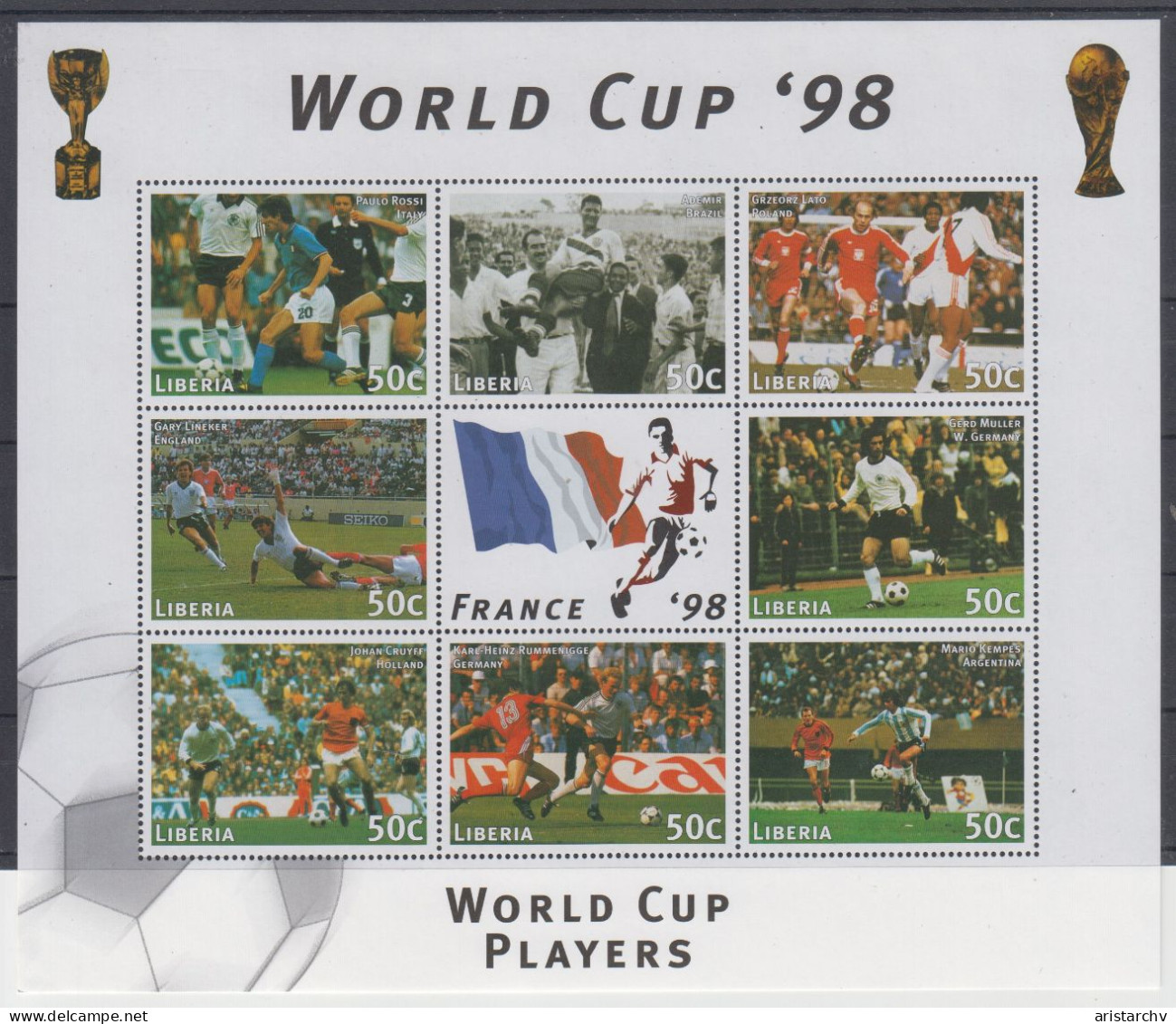 LIBERIA 1998 FOOTBALL WORLD CUP 2 S/SHEETS 2 SHEETLETS AND 6 STAMPS - 1998 – Francia