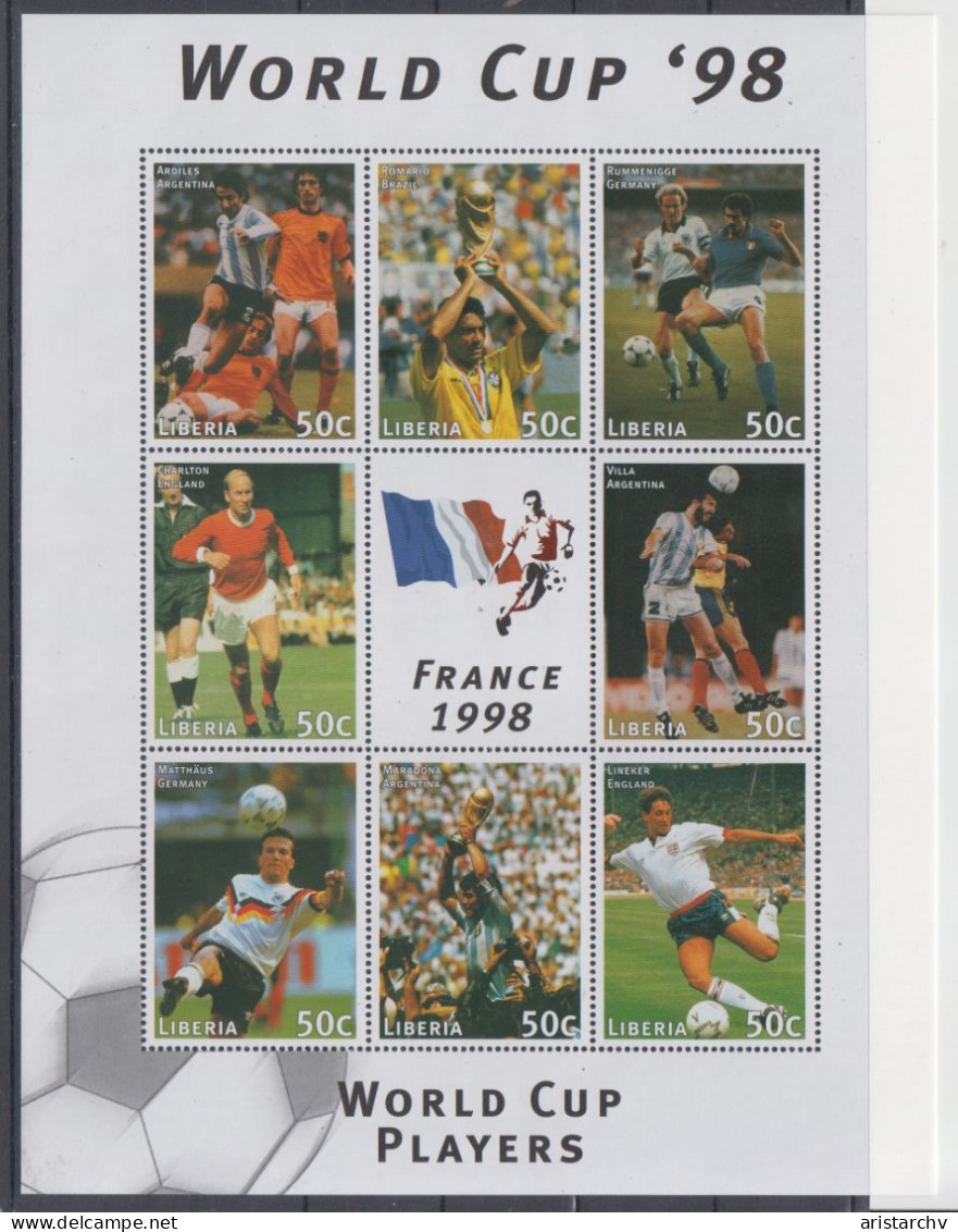 LIBERIA 1998 FOOTBALL WORLD CUP 2 S/SHEETS 2 SHEETLETS AND 6 STAMPS - 1998 – Frankreich