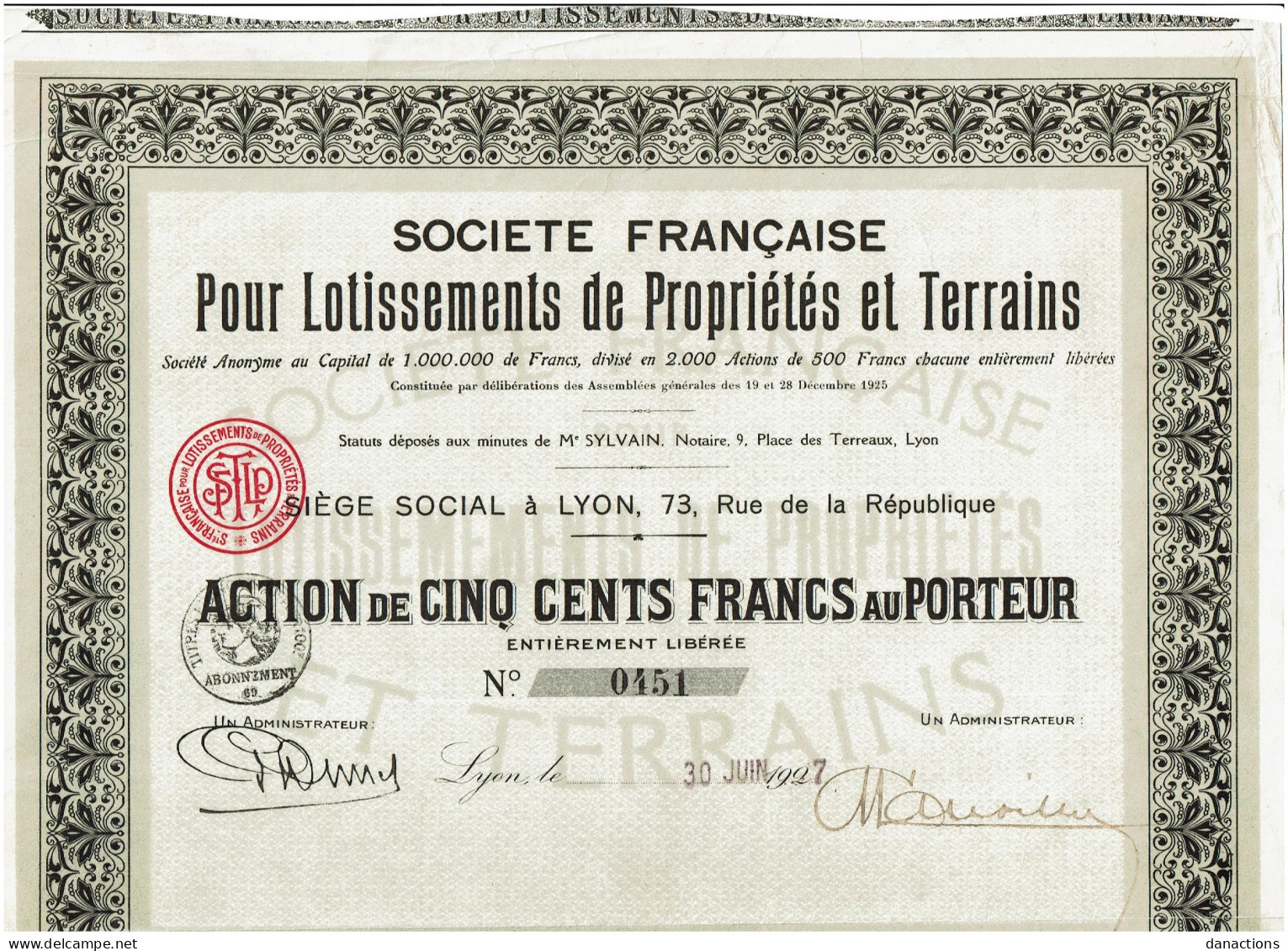 69-LOTISSEMENTS DE PROPRIETES ET TERRAINS. STE FSE POUR ...  Lot De 2 - Andere & Zonder Classificatie