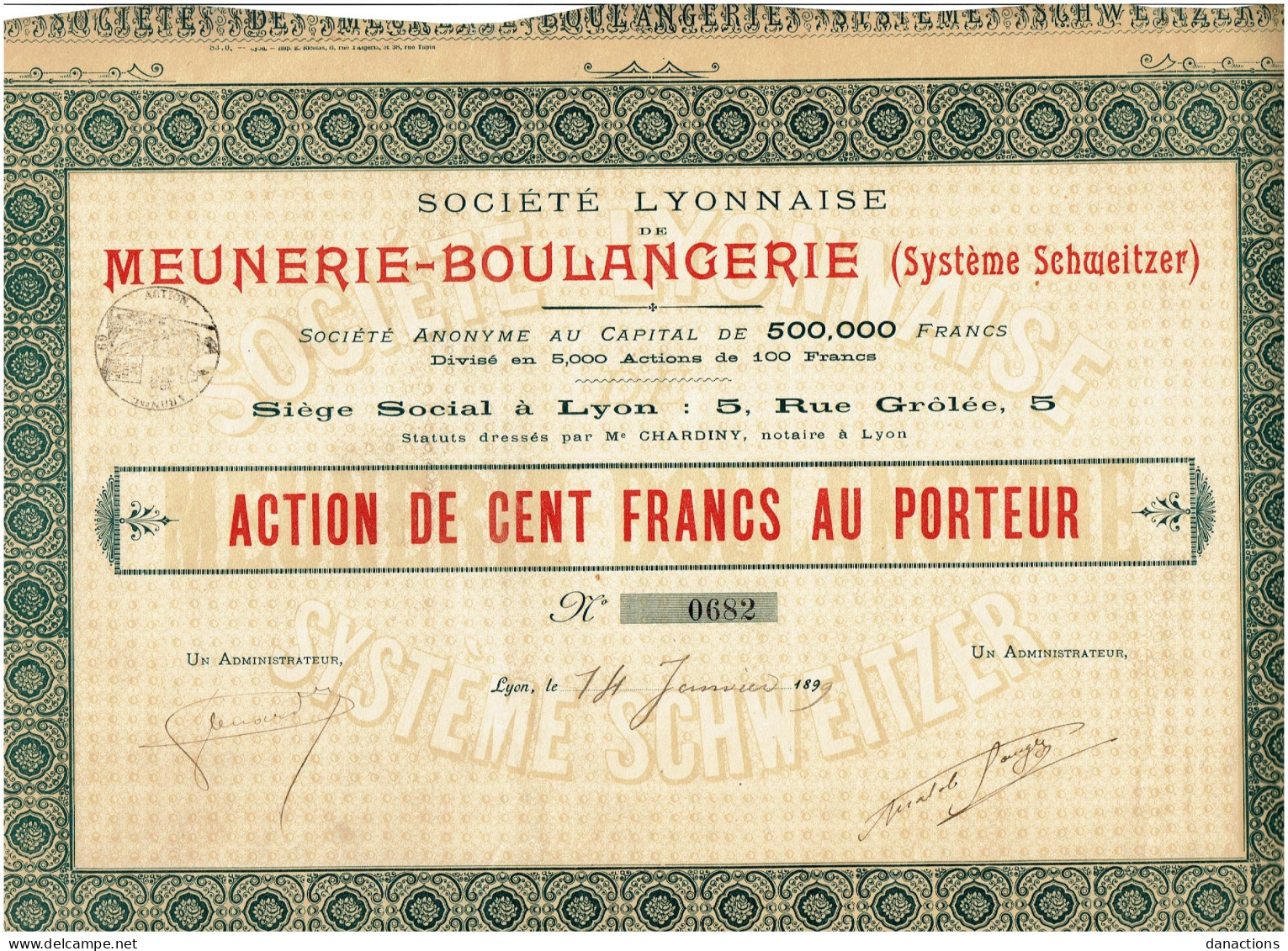 69-MEUNERIE-BOULANGERIE (Système Schweitzer) Sté Lyonnaise De ...  1899 - Otros & Sin Clasificación
