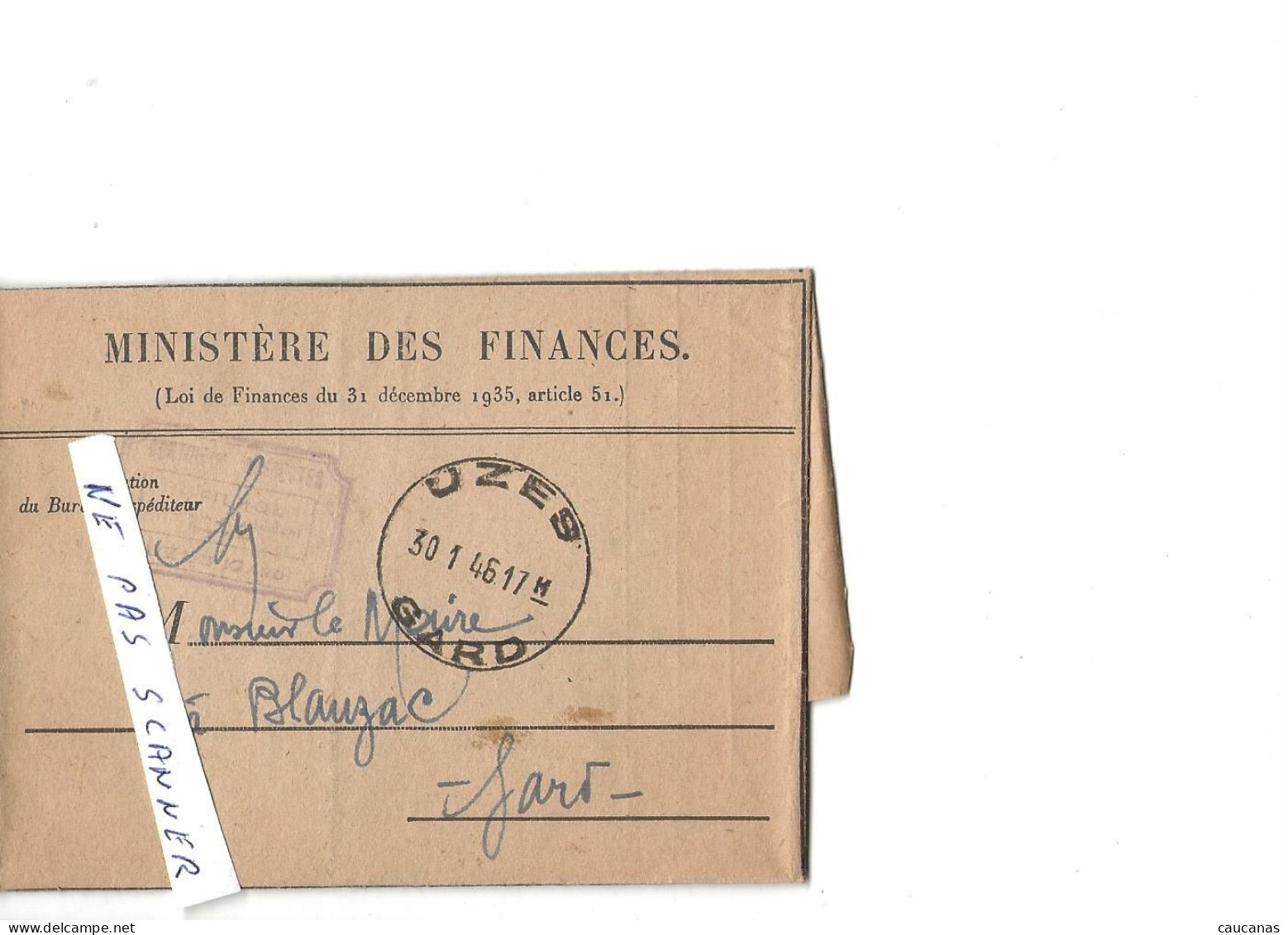 UZES Gard  Avertissement Des Impots 1946 - Zonder Classificatie