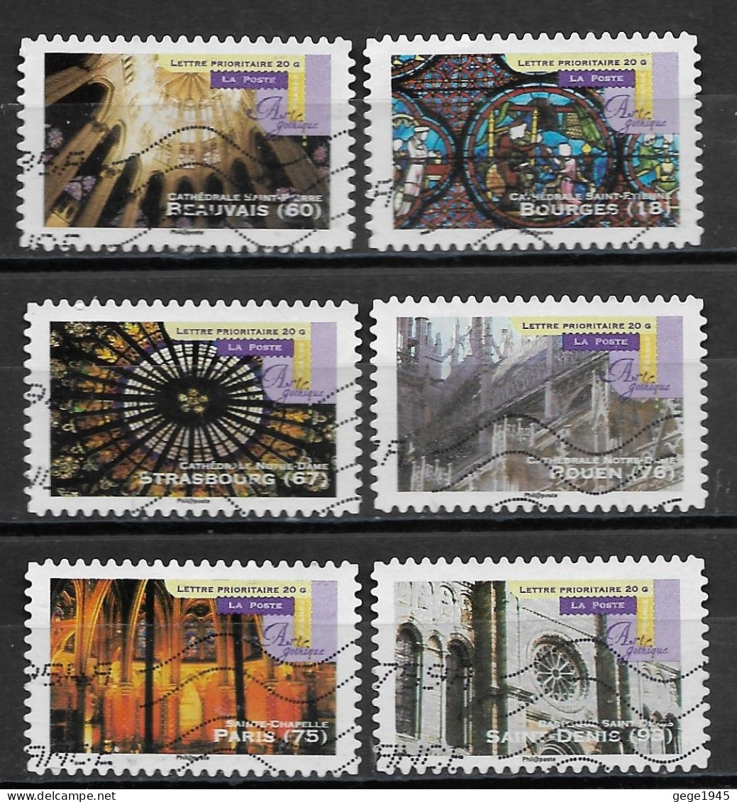 France 2011 Oblitéré Autoadhésif  N° 556 - 557 - 558 - 561 - 562 - 563   -    Art Gothique  ( Détails Architecturaux ) - Used Stamps