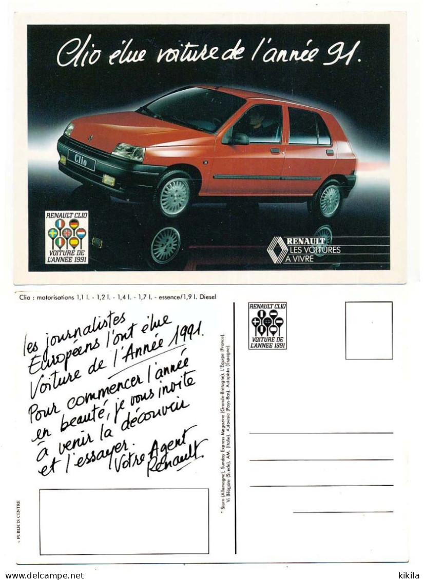CPSM / CPM 10.5 X 15 Voiture Automobile RENAULT CLIO élue Voiture De L'année 1991 - Passenger Cars