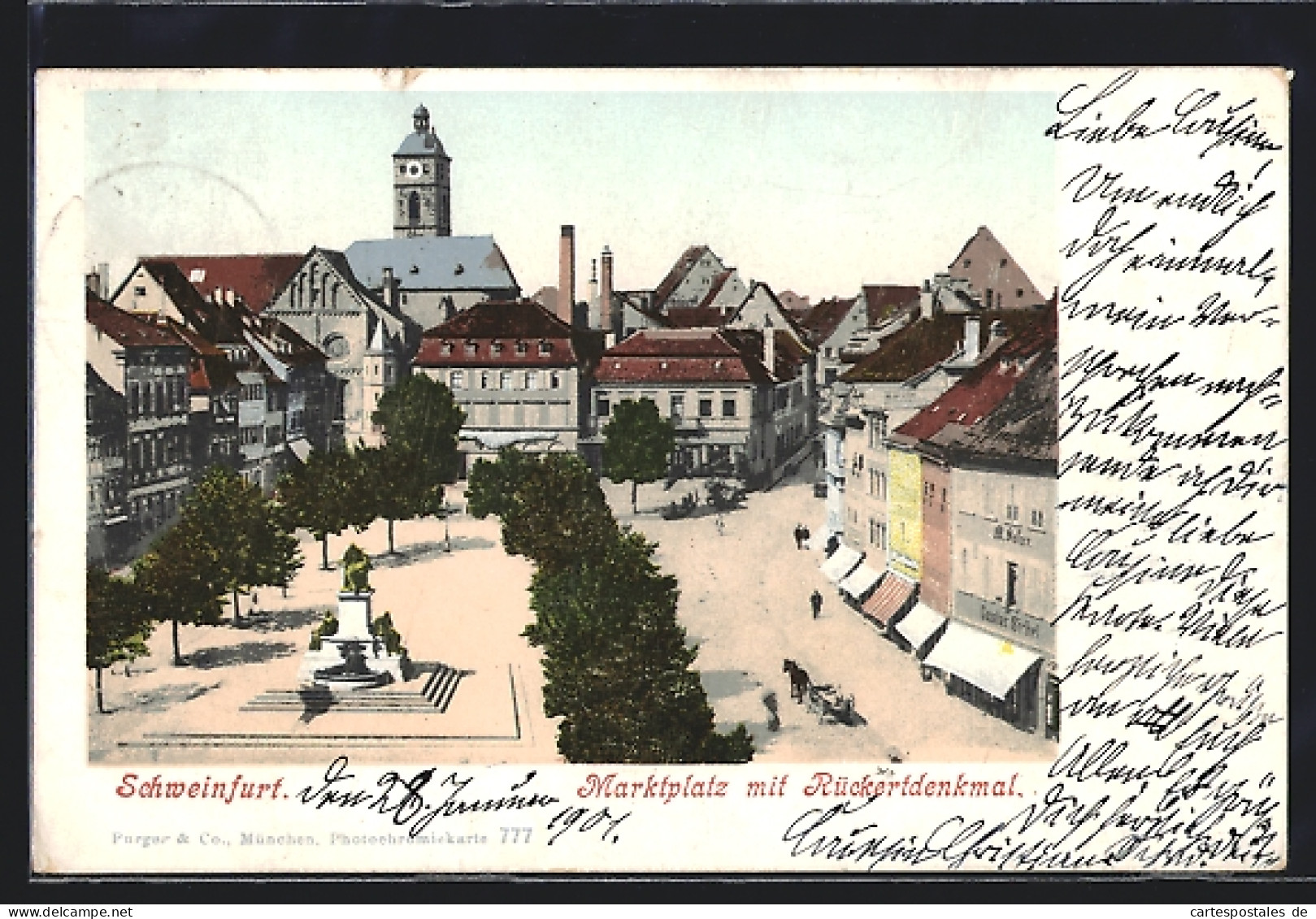 AK Schweinfurt, Marktplatz Mit Rückertdenkmal  - Schweinfurt