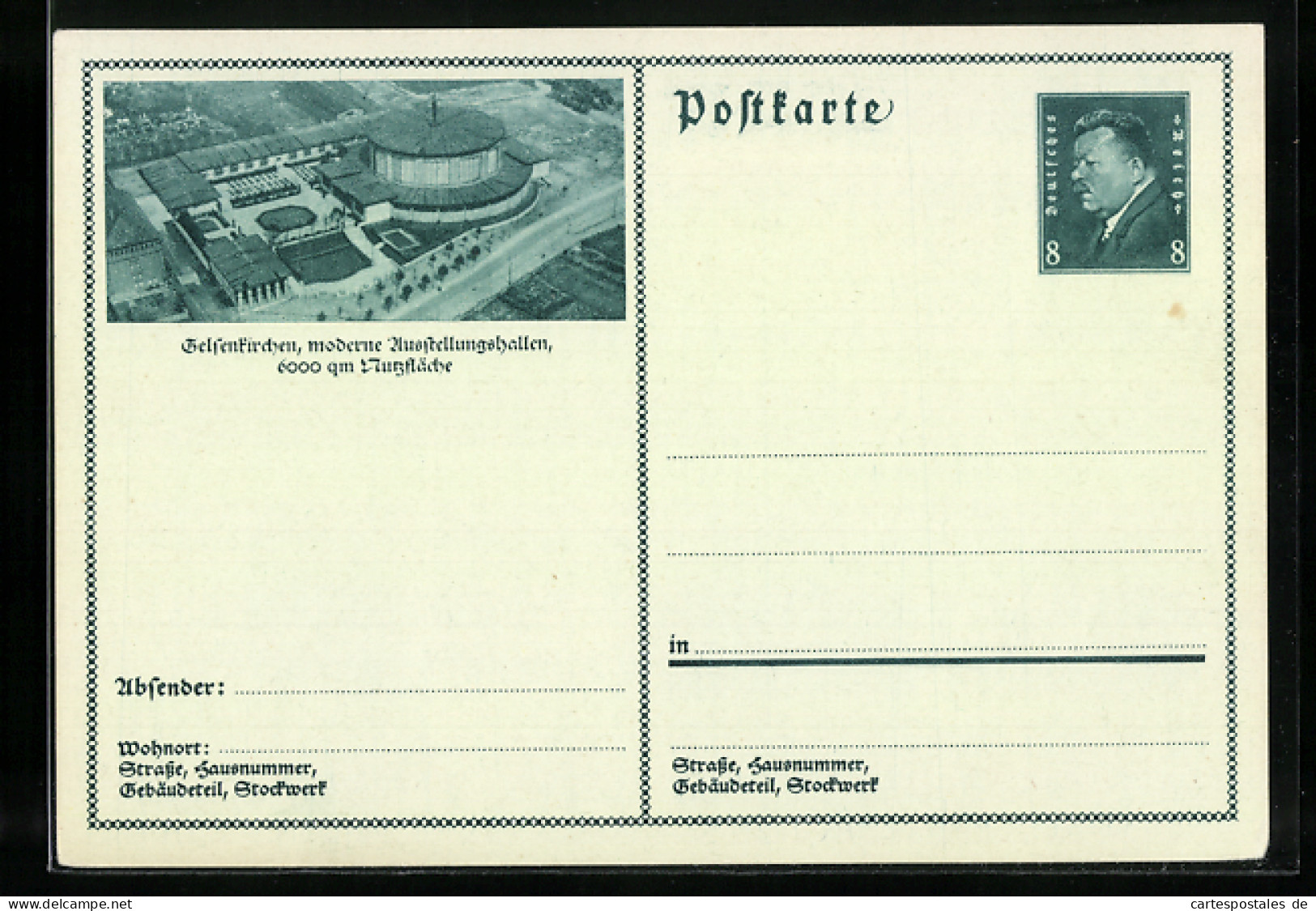 AK Gelsenkirchen, Moderne Ausstellungshallen, Ganzsache  - Postcards