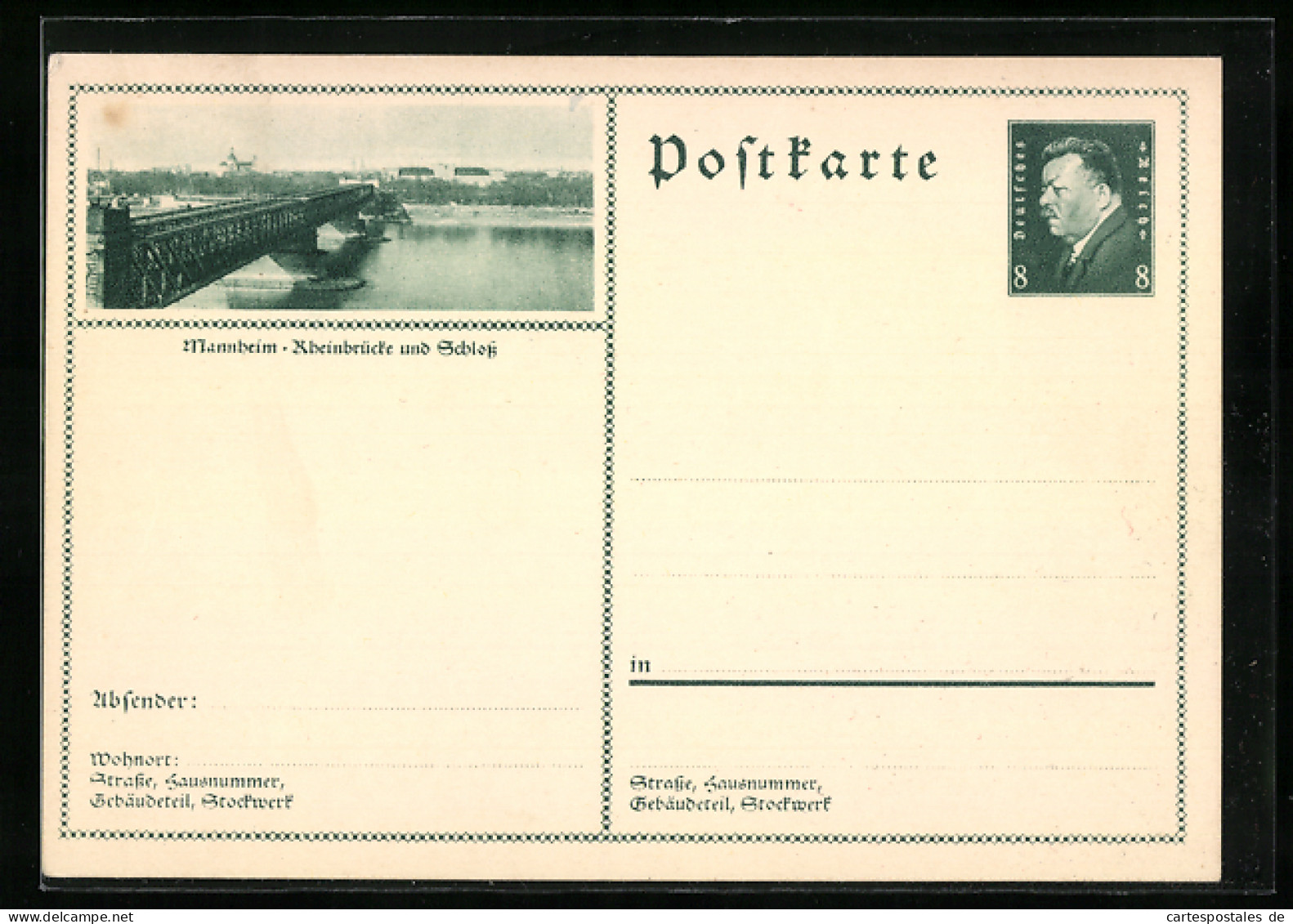 AK Mannheim, Schloss Und Rheinbrücke, Ganzsache  - Postkarten