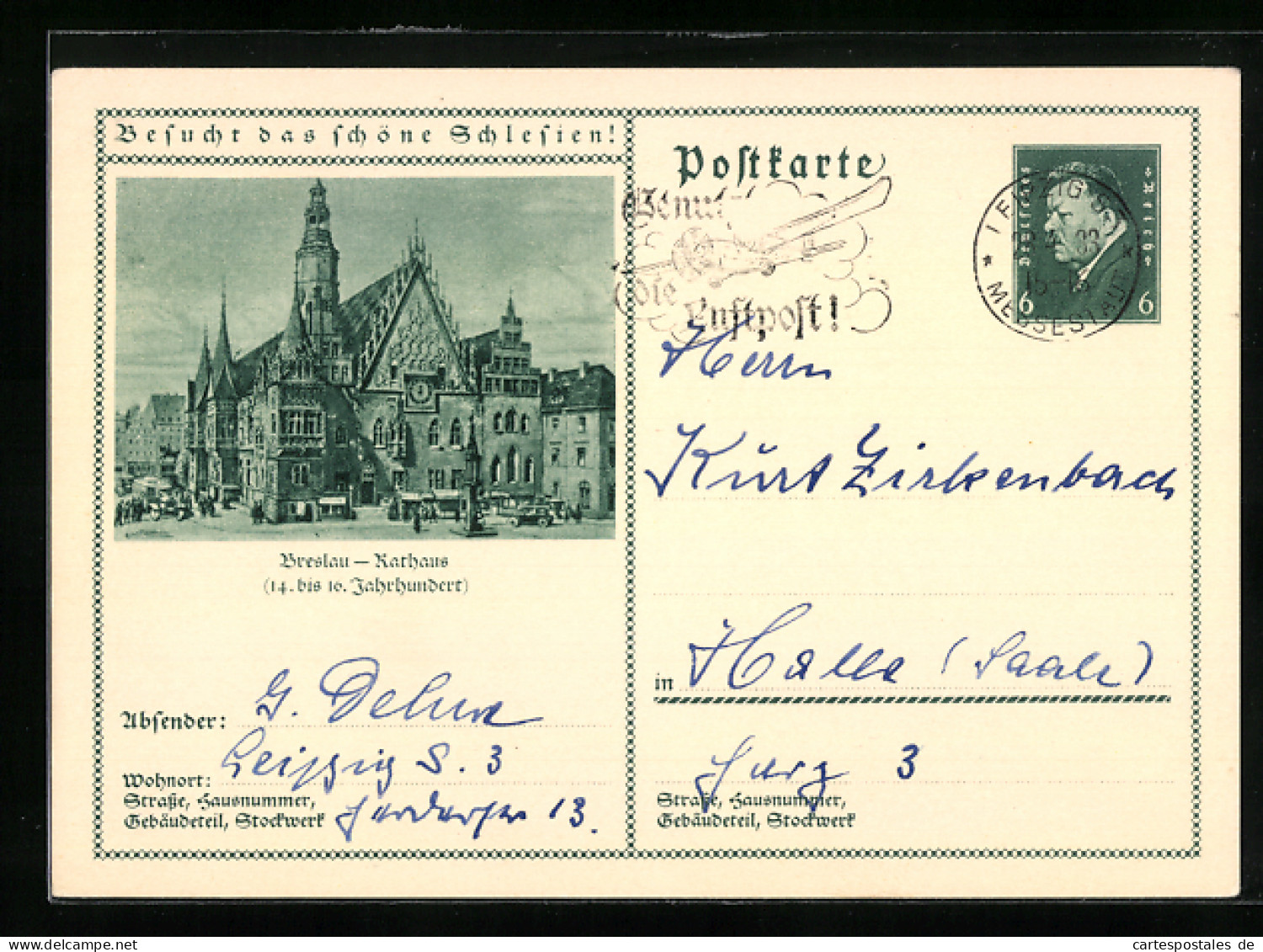AK Breslau, Das Rathaus, 14.-16. Jahrhundert, Ganzsache  - Cartes Postales