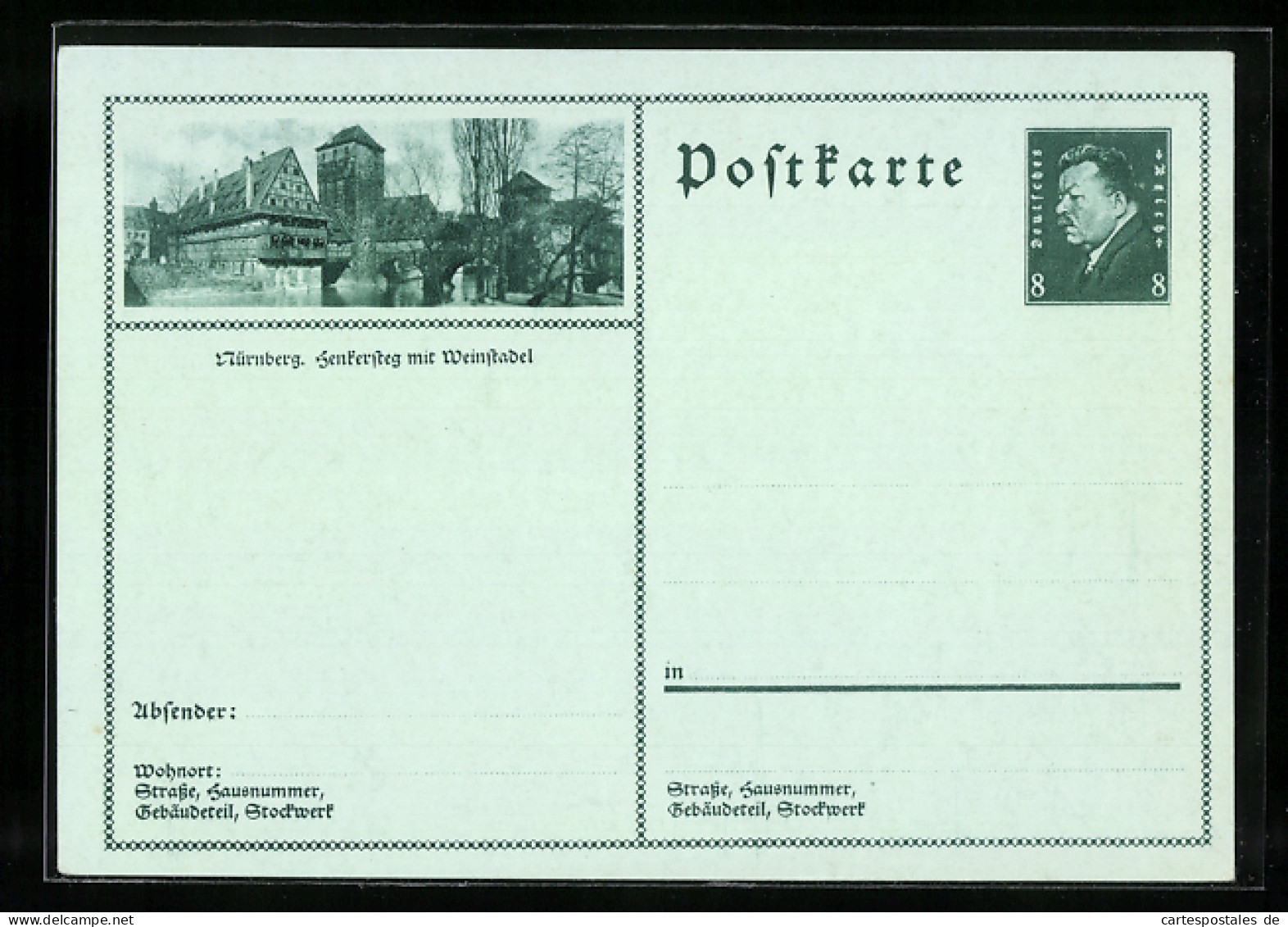 AK Nürnberg, Henkersteg Und Weinstadel, Ganzsache  - Briefkaarten