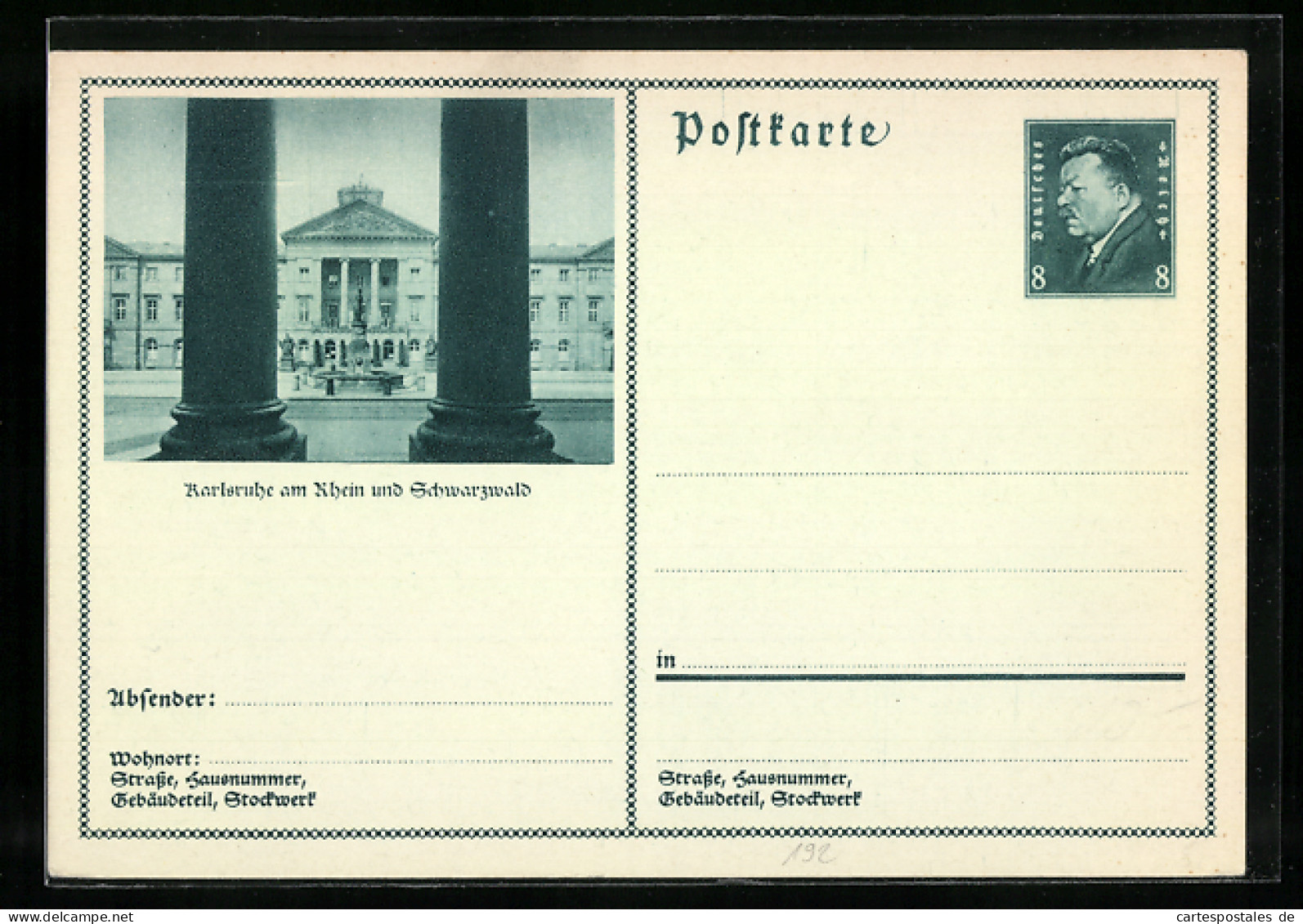 AK Karlsruhe, Brunnen Vor Dem Schloss, Ganzsache  - Briefkaarten