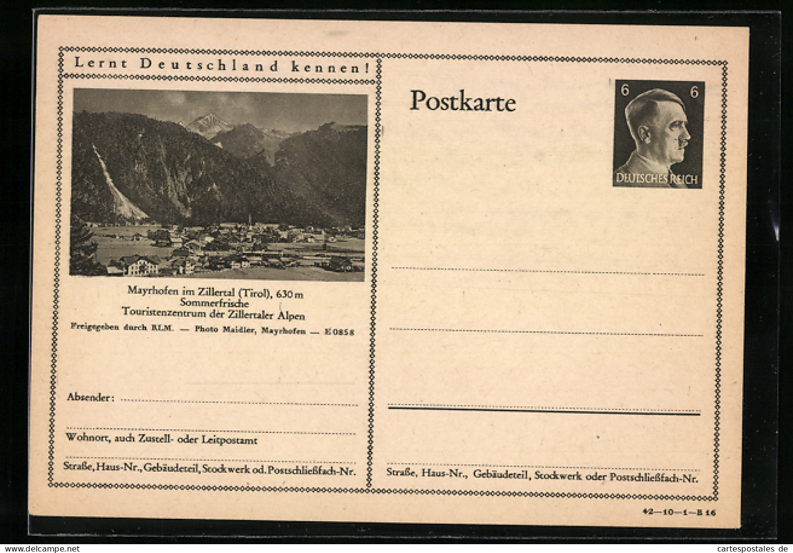 AK Mayrhofen Im Zillertal, Ortsansicht Mit Kirche, Ganzsache Lernt Deutschland Kennen  - Postkarten