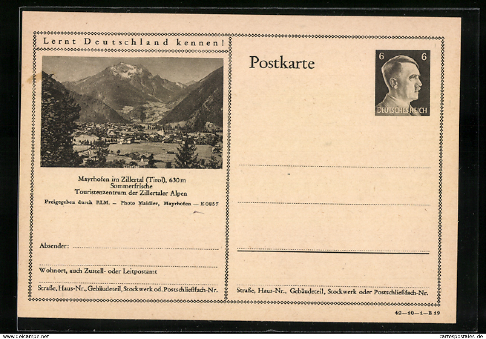 AK Mayrhofen /Zillertal, Totalansicht Mit Bergmassiv, Ganzsache Lernt Deutschland Kennen  - Briefkaarten