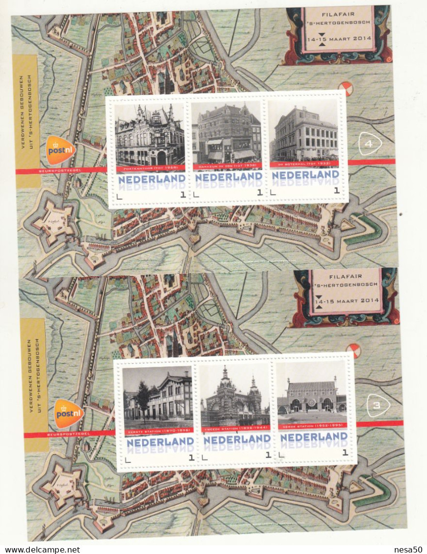 Nederland Persoonlijke Zegels, Thema: Den Bosch, Postkantoor, Boterhal, 3 Stations - Ungebraucht