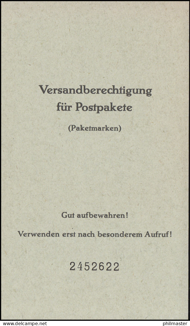 Markenheftchen Paket-Zulassungsmarken PZ I A (links Durchgezähnt), ** Postfrisch - Libretti