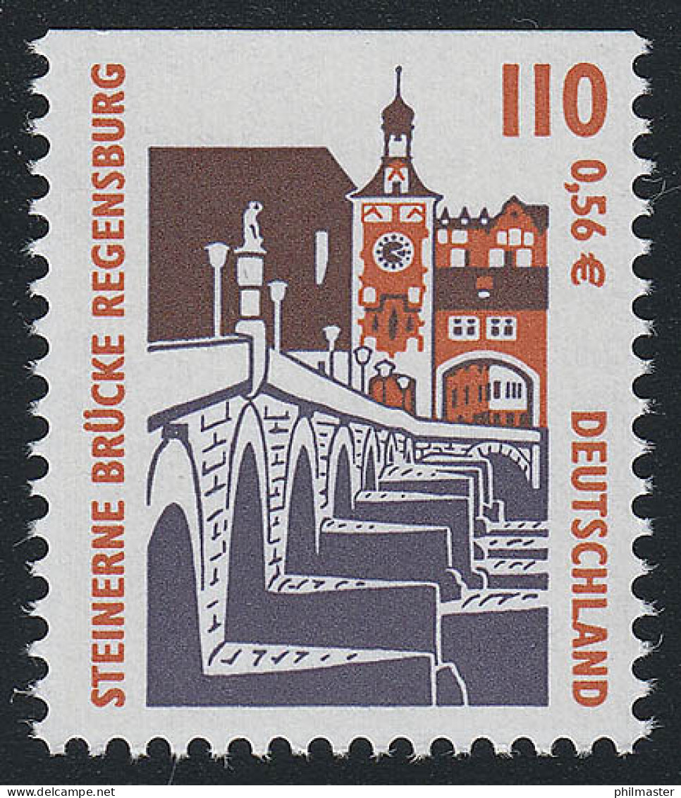 2140C SWK 110 Pf / 0,56 Euro Oben Ungezähnt, Steinerne Brücke Regensburg, ** - Nuevos