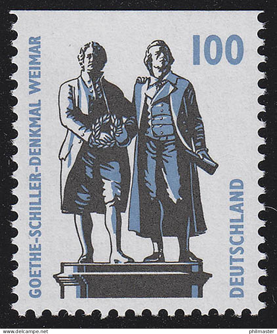 1934C SWK 100 Pf Oben Ungezähnt, Goethe-Schiller-Denkmal Weimar, ** - Nuovi