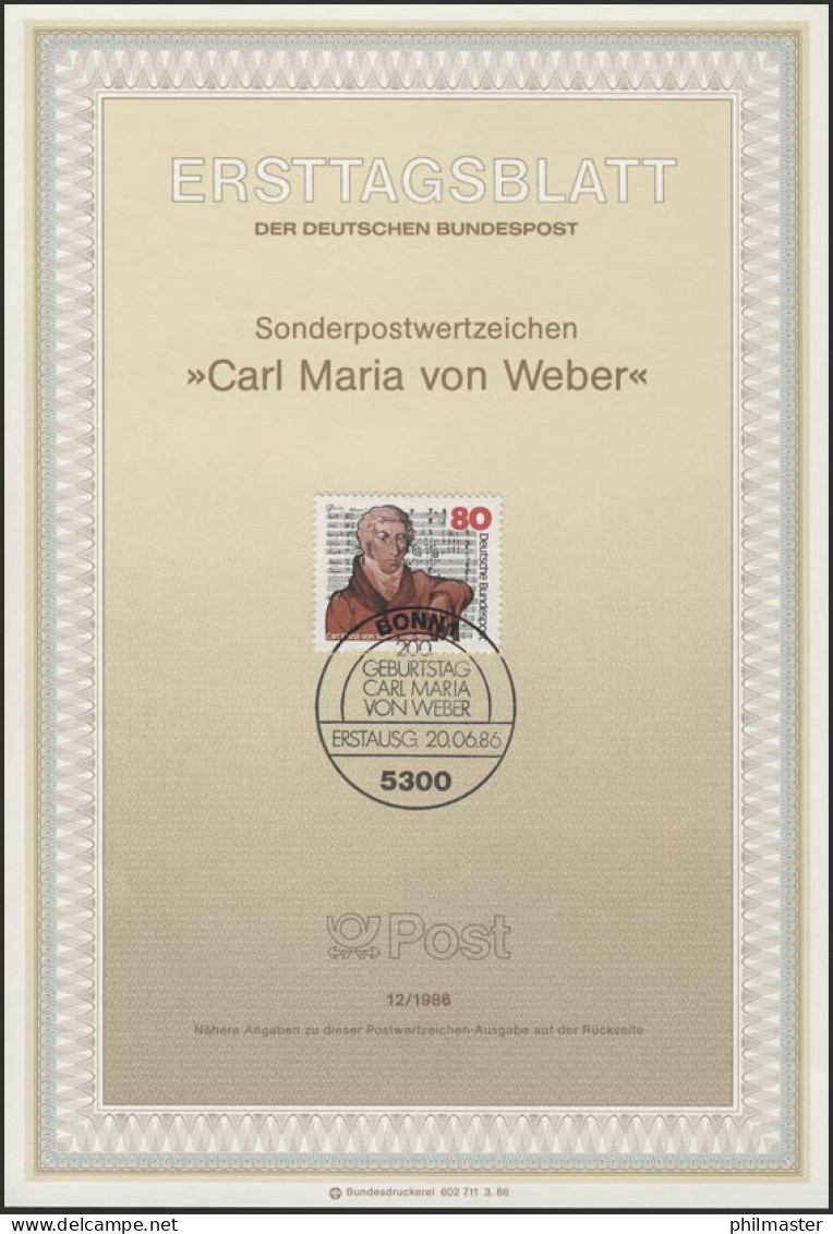 ETB 12/1986 Carl Maria Von Weber, Komponist - 1981-1990