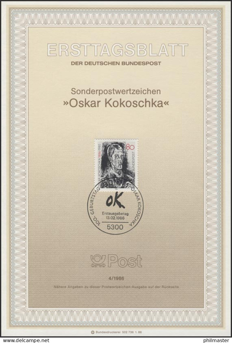 ETB 04/1986 Oskar Kokoschka, Dichter - 1981-1990