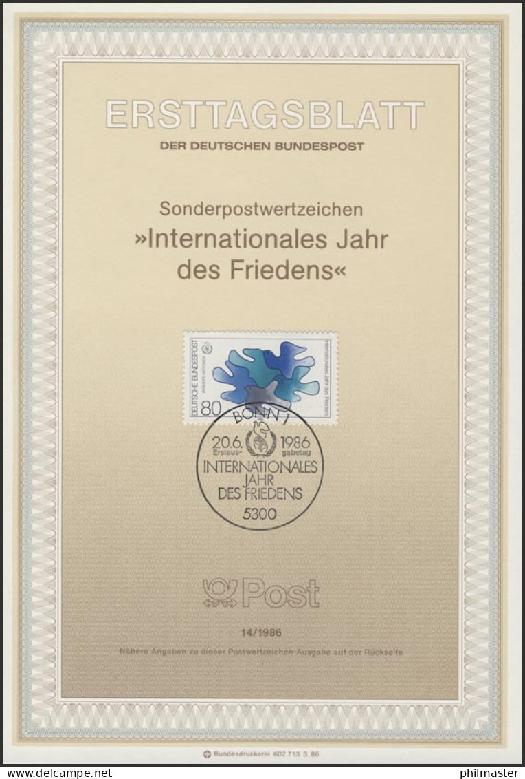 ETB 14/1986 Internationales Jahr Des Friedens - 1981-1990