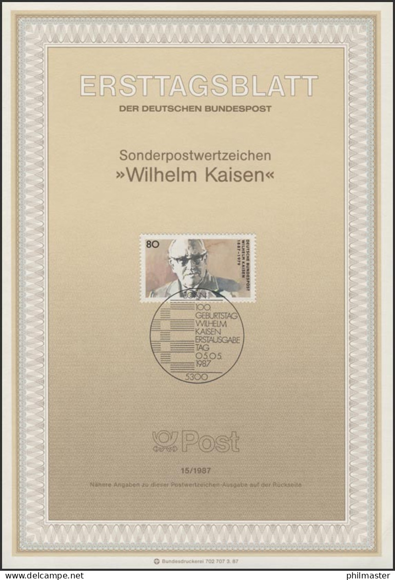 ETB 15/1987 Wilhelm Kaisen, Politiker - 1981-1990