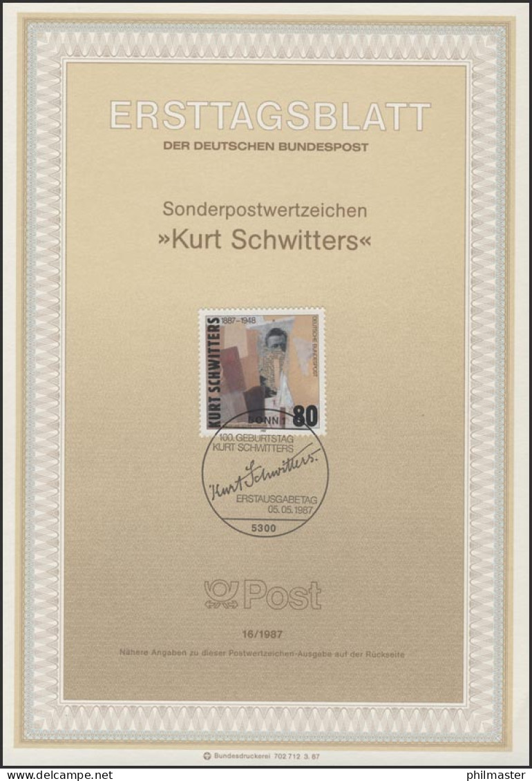 ETB 16/1987 Kurt Schwitters, Maler, Schriftsteller - 1981-1990