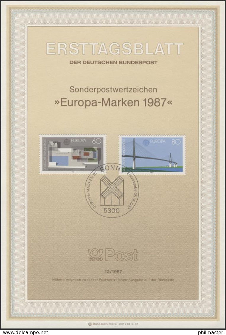 ETB 12/1987 Europa: Moderne Architektur Köhlbrandbrücke - 1981-1990