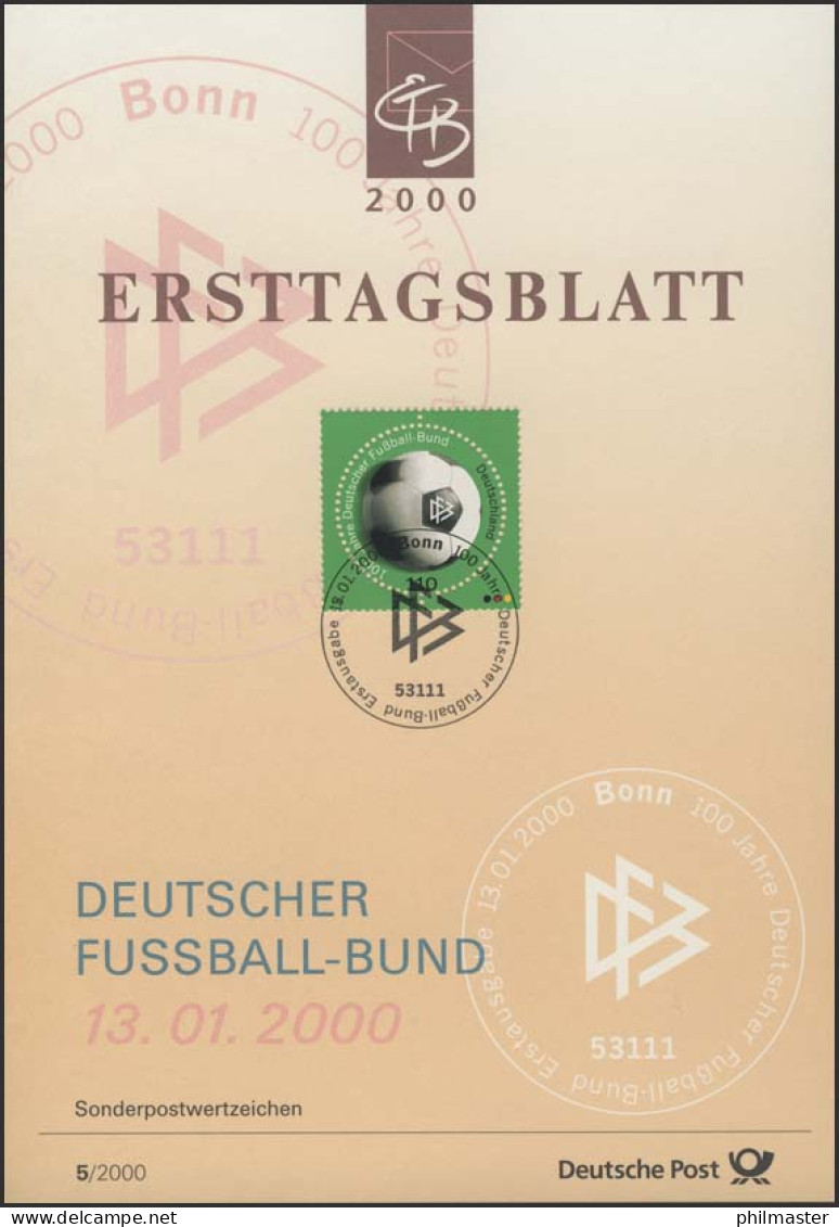 ETB 05/2000 DFB, Fußball, RUNDE Briefmarke! - 1991-2000