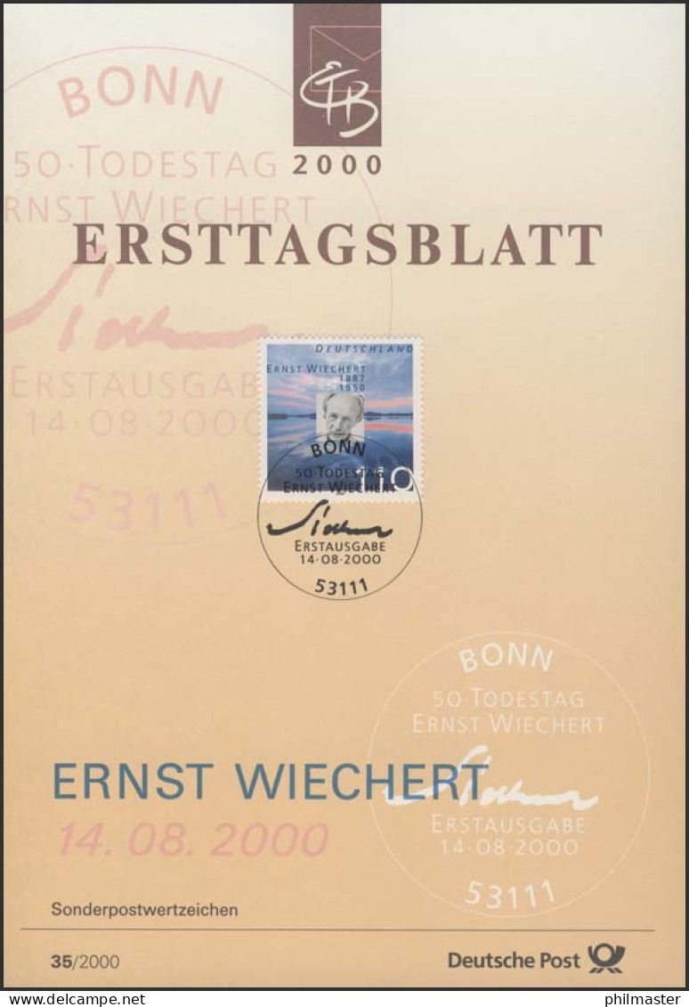 ETB 35/2000 Ernst Wiechert, Schriftsteller - 1991-2000