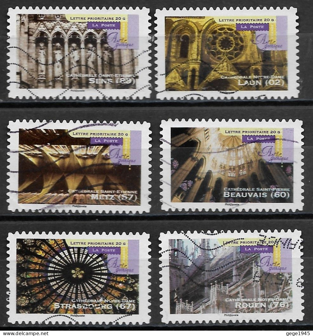 France 2011 Oblitéré Autoadhésif  N° 552 - 554 - 555 - 556 - 558 - 561  -   Art Gothique  ( Détails Architecturaux ) - Used Stamps