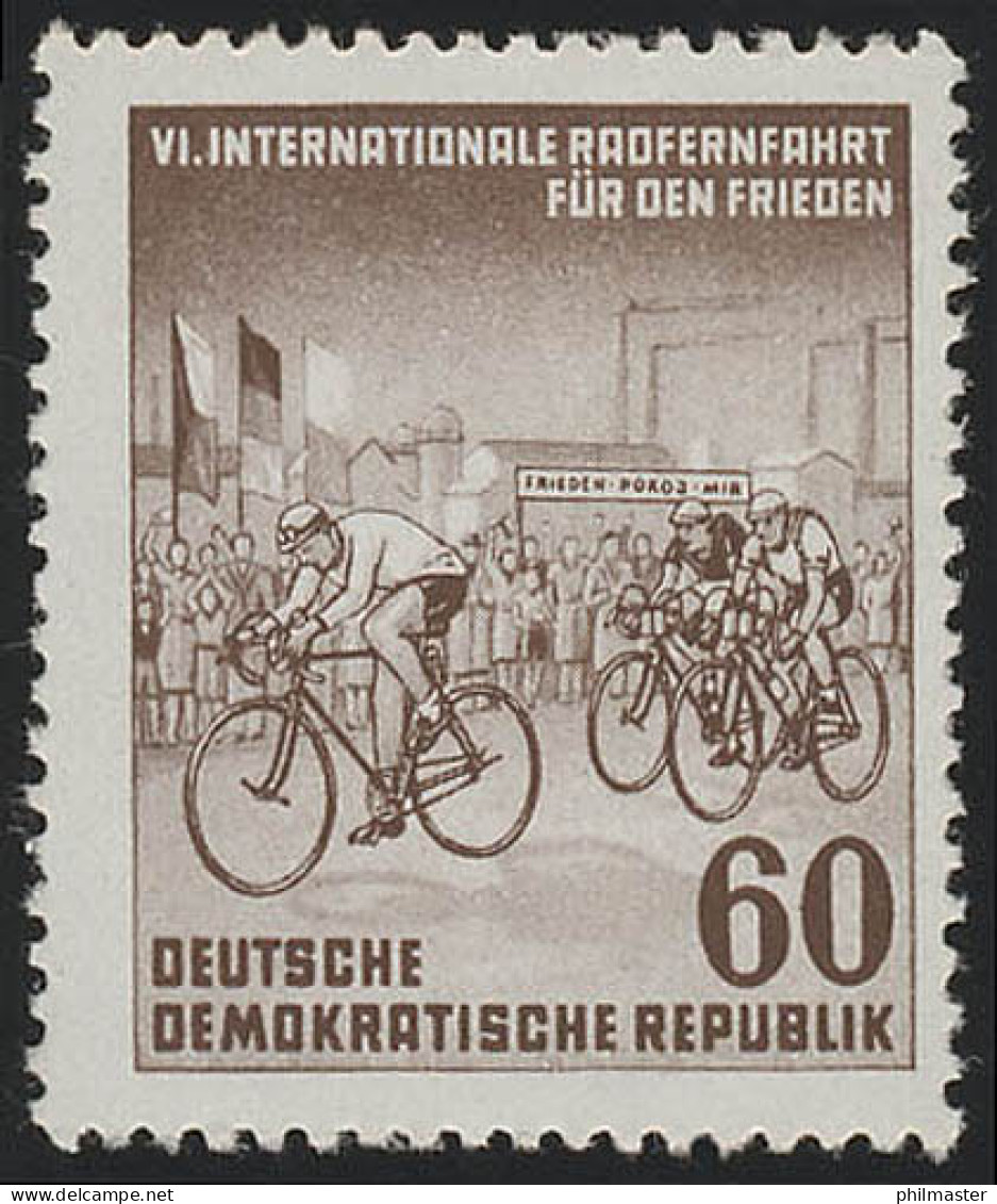 357 YII Radfernfahrt Für Den Frieden 60 Pf Wz.2 YII ** - Unused Stamps
