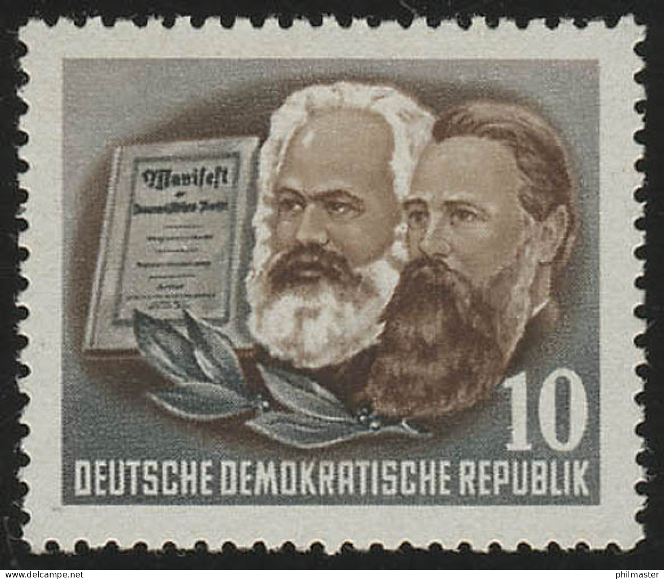 345 XII Karl Marx 10 Pf Wz.2 XII ** Postfrisch - Ongebruikt