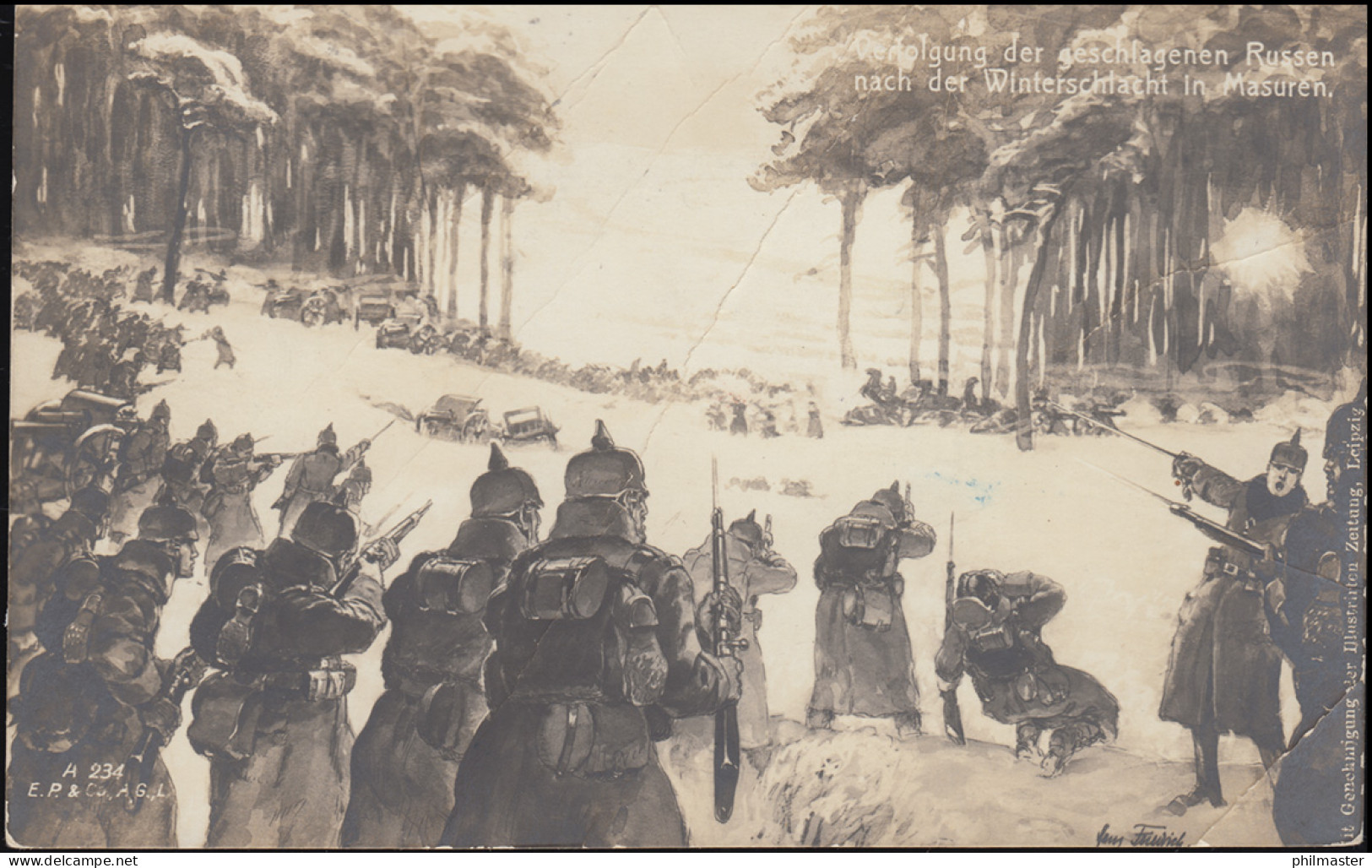 Kriegs-AK Verfolgung Geschlagener Russen In Masuren, KÖNIGSBERG 7.5.1915 - Autres & Non Classés