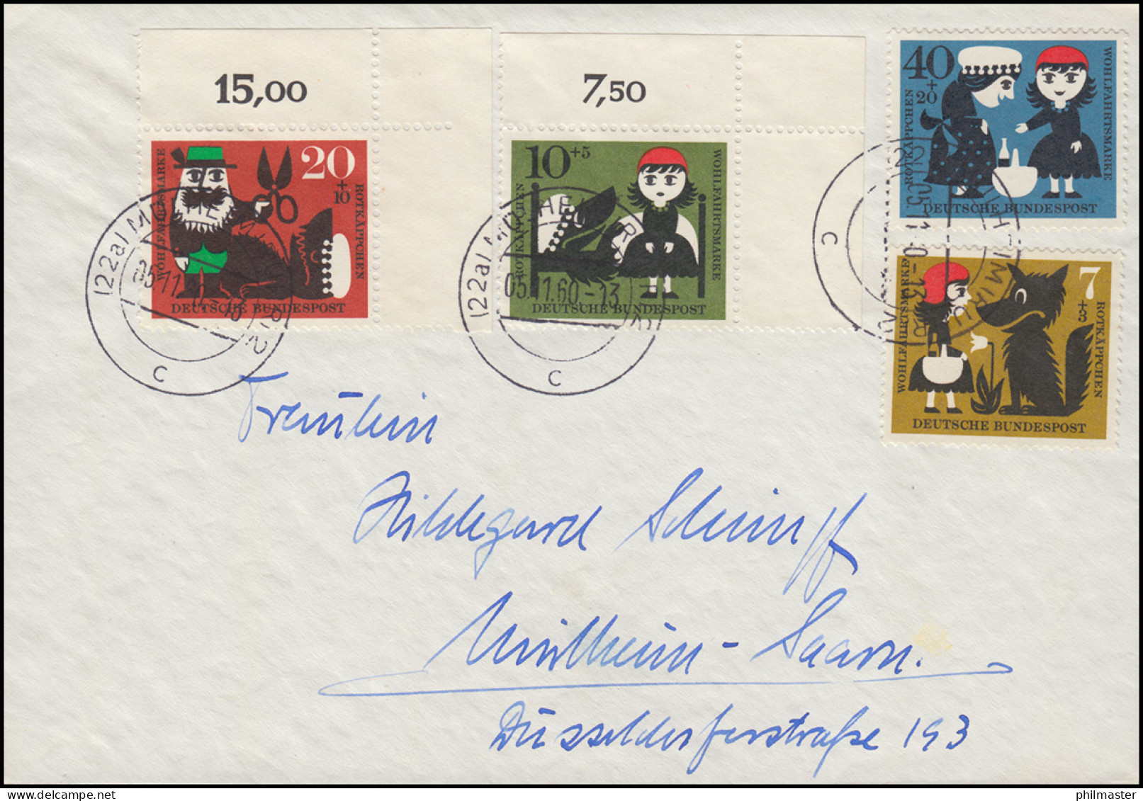 340-343 Rötkäppchen: Brief Mit Besserer Ecke 342 Ecke O.r. 7-dg MÜLHEIM 5.11.60 - Covers & Documents