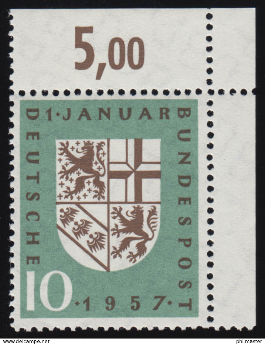 249 Eingliederung Saarland ** Ecke O.r. - Unused Stamps