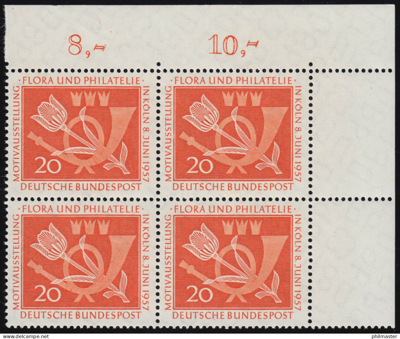 254 Flora Und Philatelie ** Eck-Vbl O.r. - Unused Stamps
