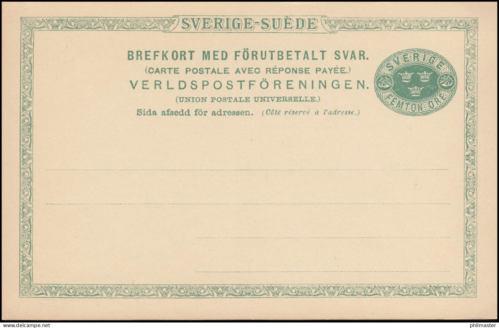 Schweden Postkarte P 23 Brefkort SVERIGE-SUEDE 15/15 Öre, ** Postfrisch - Ganzsachen