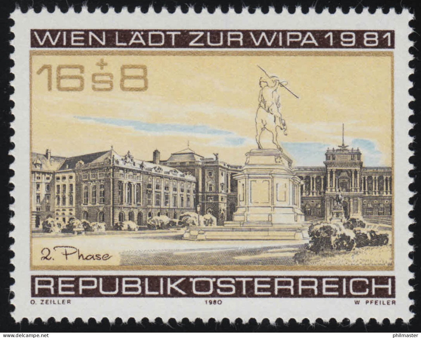 1662 WIPA 1981/ Wien, Heldenplatz, Denkmal, Hofburg, 2. Produktion 16 S + 8 S ** - Unused Stamps