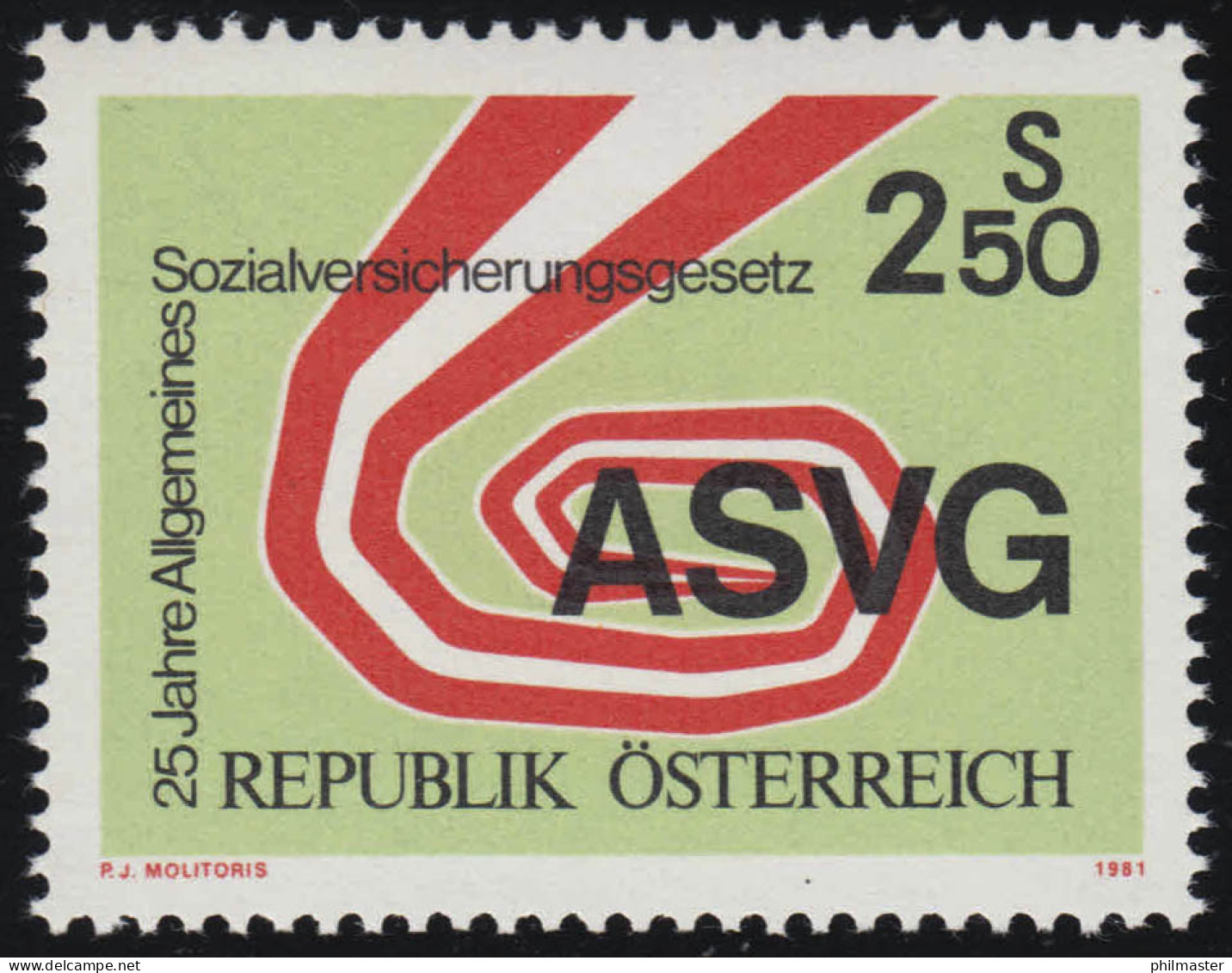 1664 25 Jahre Allgemeines Sozialversicherungsgesetz, Symbolik, 2.50 S, ** - Neufs