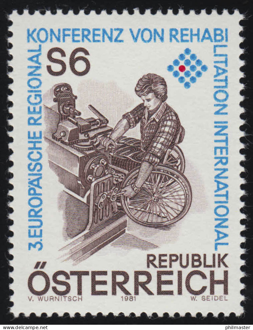 1667 Europäische Regionalkonferenz Rehabilitation, Rollstuhlfahrer, 6 S, ** - Unused Stamps