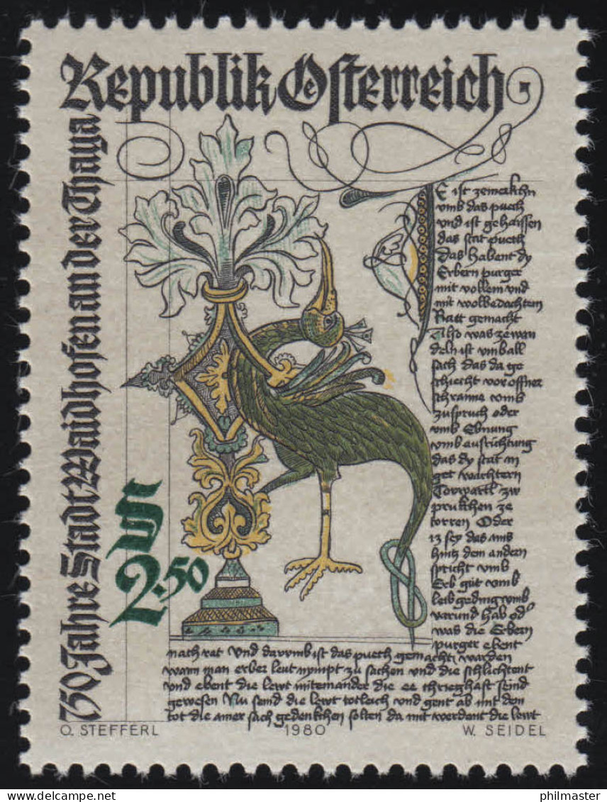 1658 750 Jahre Stadt Waldhofen A.d. Thaya, Titelseite Stadtbuch, 2.50 S, ** - Neufs