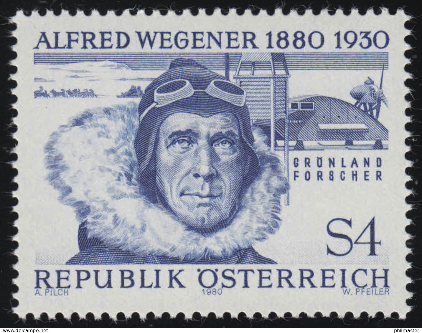 1660 100. Geburtstag, Alfred Wegener, Geophysiker/ Meteorologe 4 S Postfrisch ** - Ungebraucht