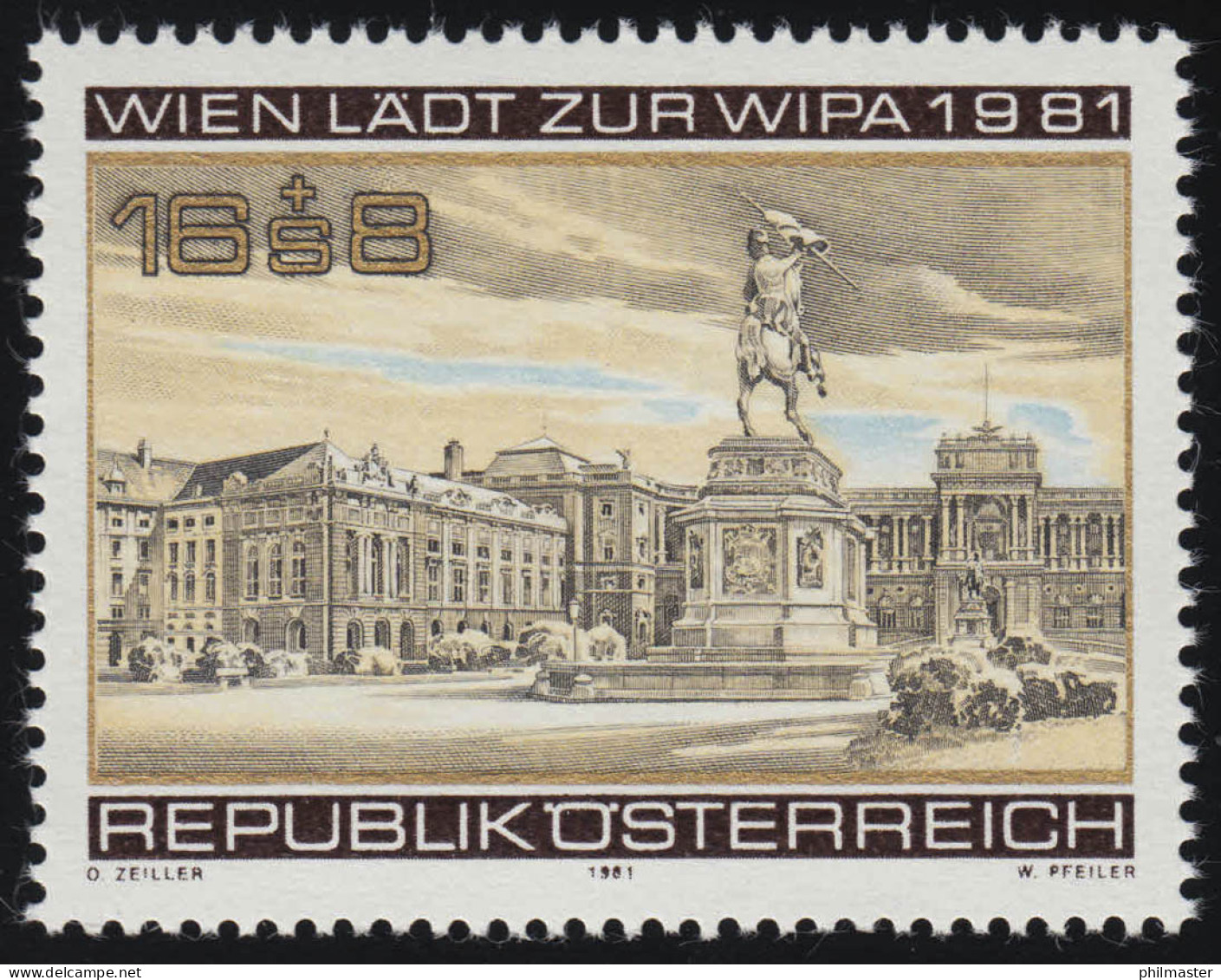 1665 Aus Block WIPA 1981, Heldenplatz, Denkmal, Neue Hofburg, 16 S + 8 S, ** - Ungebraucht