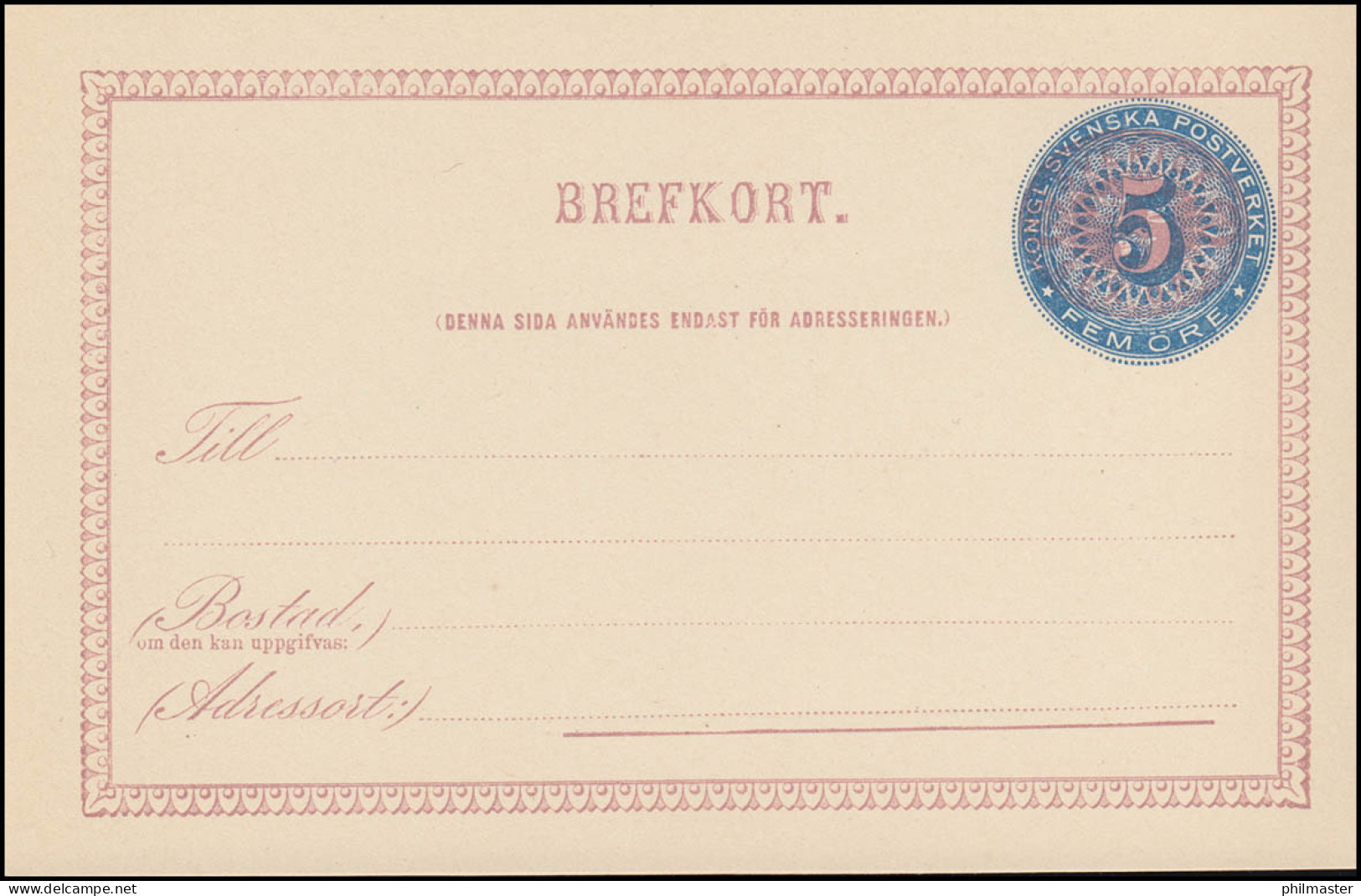 Schweden Postkarte P 11I Brefkort Aufdruck 5 Auf 6/6 Öre, ** Postfrisch - Postal Stationery