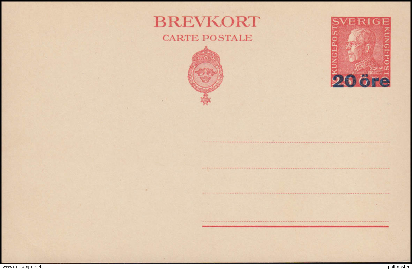 Schweden Postkarte P 47I Brevkort König Gustav 10 Auf 25 Öre, ** Postfrisch - Postal Stationery