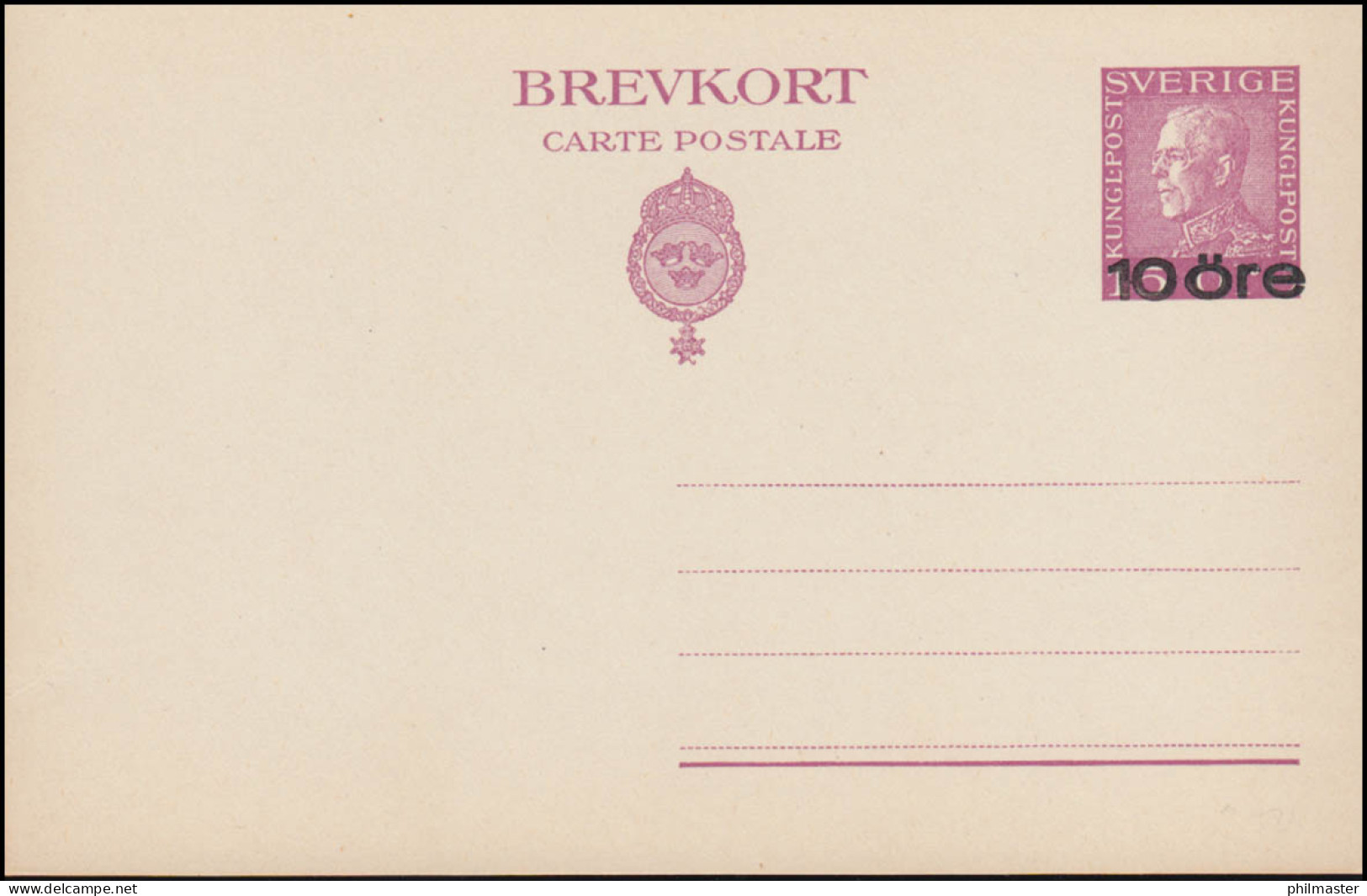 Schweden Postkarte P 46 Brevkort König Gustav 10 Auf 15 Öre, ** Postfrisch - Postwaardestukken