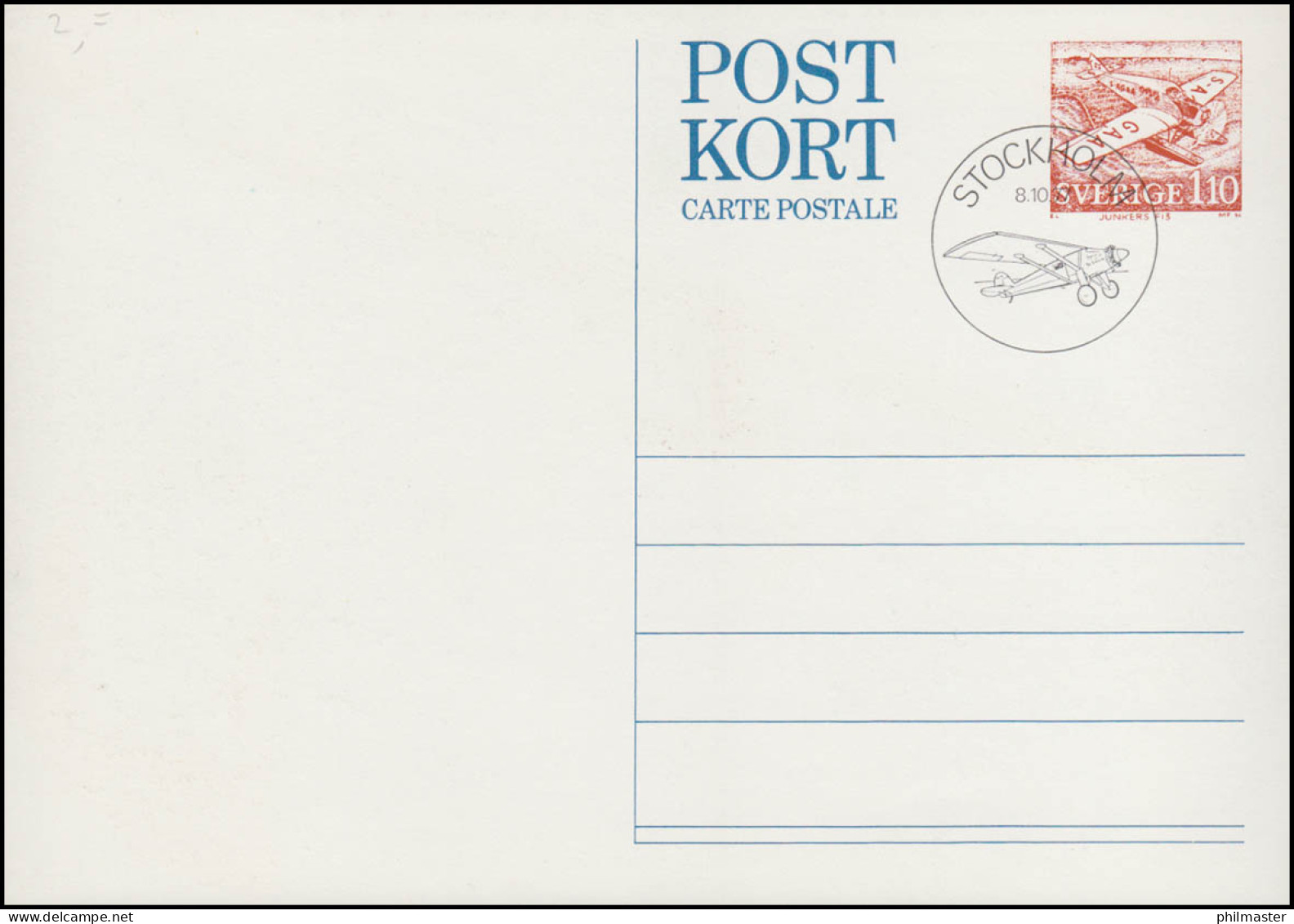 Schweden Postkarte P 101 Tag Der Briefmarke 1977, FDC Stockholm 8.10.77 - Entiers Postaux