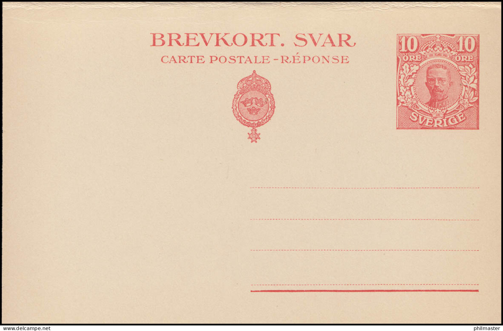 Schweden Postkarte P 38II Brevkort König Gustav Ohne Druckdatum, ** Postfrisch - Ganzsachen