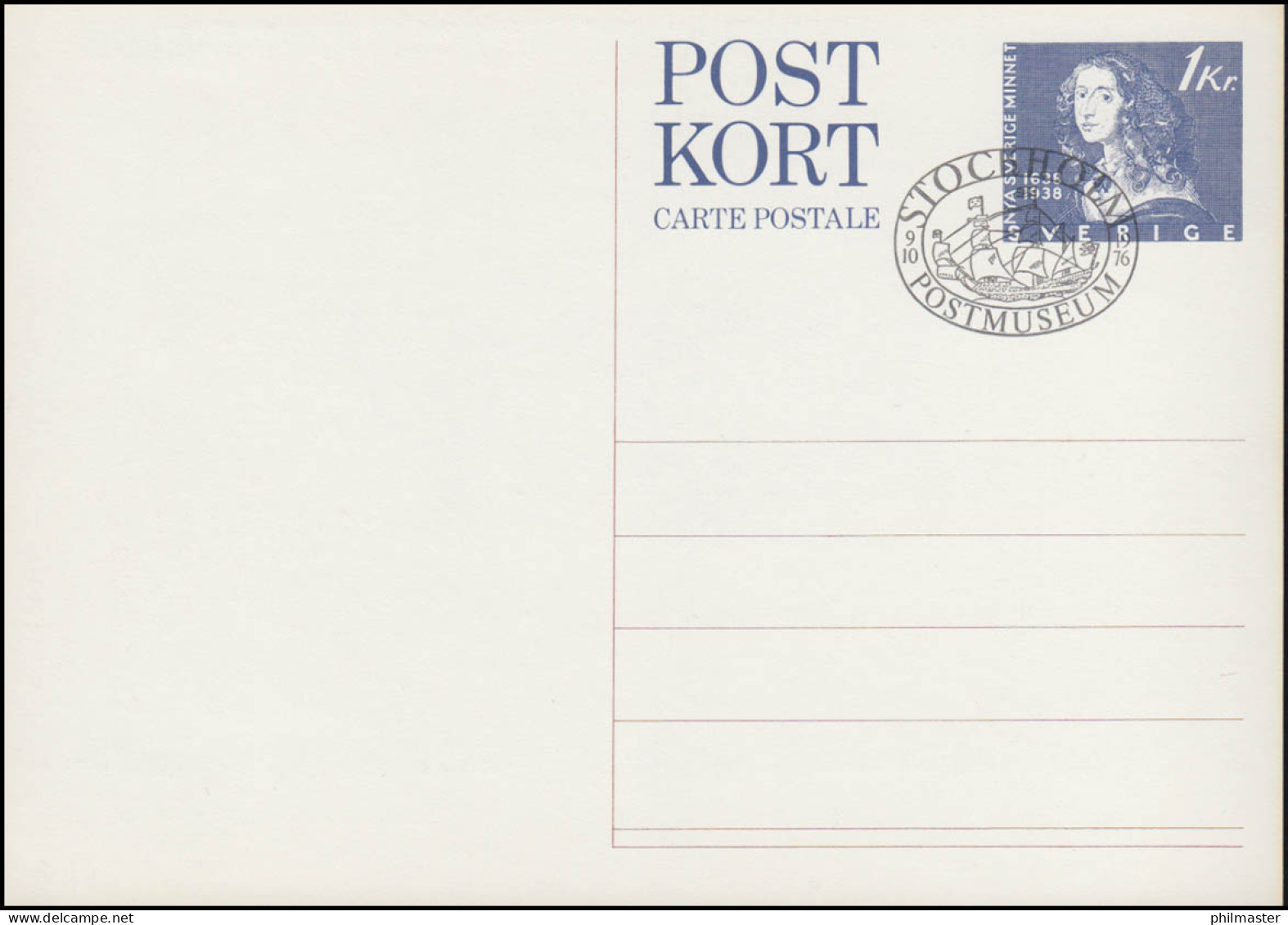 Schweden Postkarte P 99 Landnahme In Nordamerika 1976, FDC Stockholm 9.10.76 - Enteros Postales